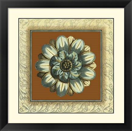 Framed Brown &amp; Blue Rosettes I Print