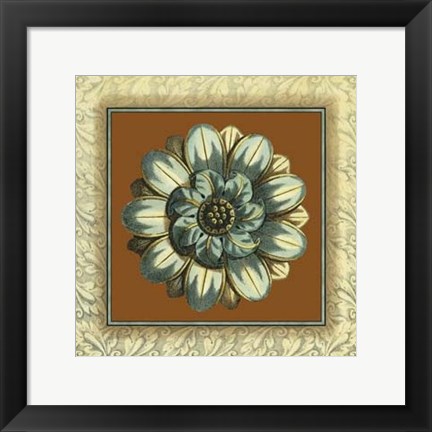 Framed Brown &amp; Blue Rosettes I Print