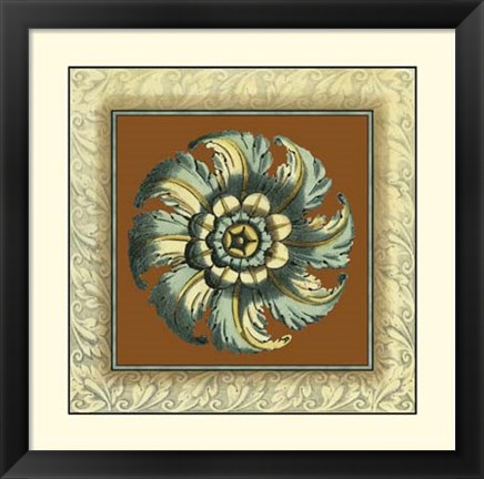 Framed Brown &amp; Blue Rosettes II Print