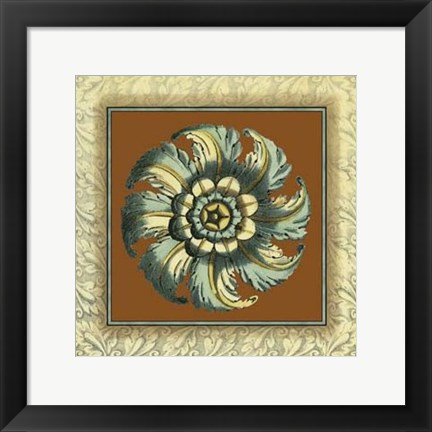 Framed Brown &amp; Blue Rosettes II Print