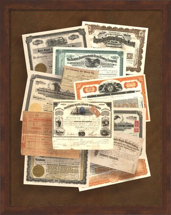 Framed Stock Certificate Collection Print
