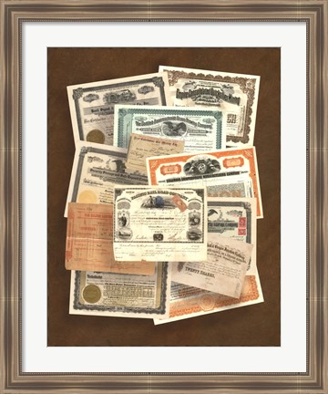 Framed Stock Certificate Collection Print