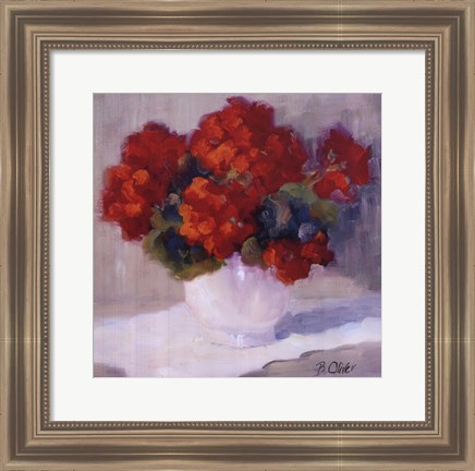 Framed Red Geraniums Print