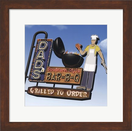 Framed Dad&#39;s Southern Style Bar-B-Q Print