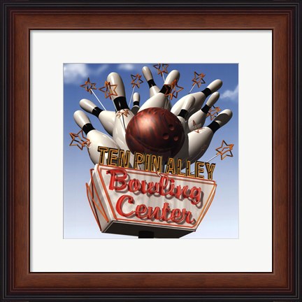 Framed Ten Pin Alley Bowling Center Print