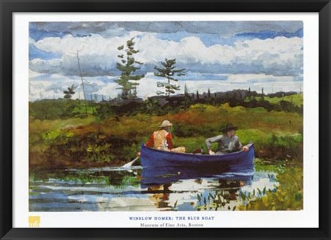 Framed Blue Boat Print