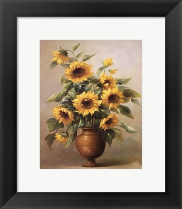 Framed Sunflowers In Bronze I Print