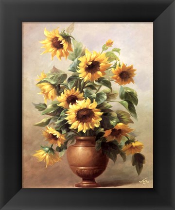 Framed Sunflowers In Bronze II Print