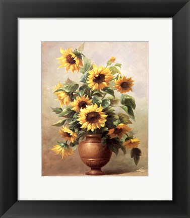 Framed Sunflowers In Bronze II Print