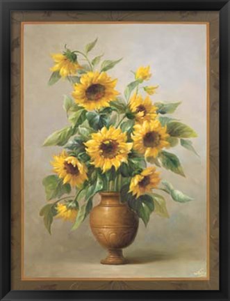 Framed Sunflowers In Bronze I Print