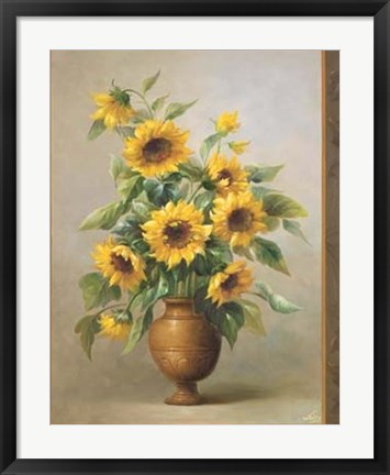 Framed Sunflowers In Bronze I Print