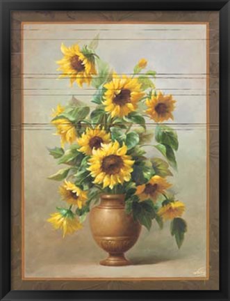 Framed Sunflowers In Bronze II Print