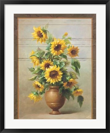 Framed Sunflowers In Bronze II Print