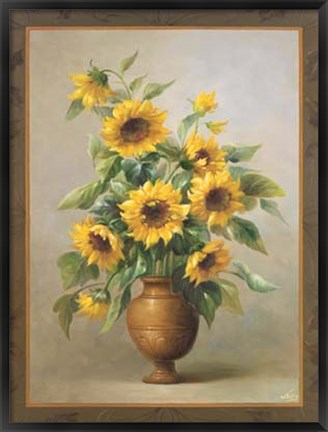 Framed Sunflowers In Bronze I Print