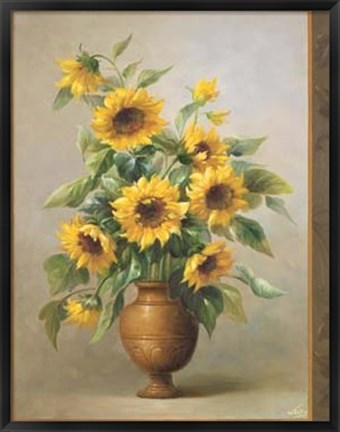 Framed Sunflowers In Bronze I Print