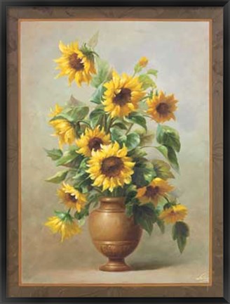 Framed Sunflowers In Bronze II Print