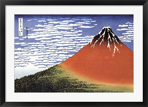 Framed Red Fuji/Fine Wind, Clear Morning Print