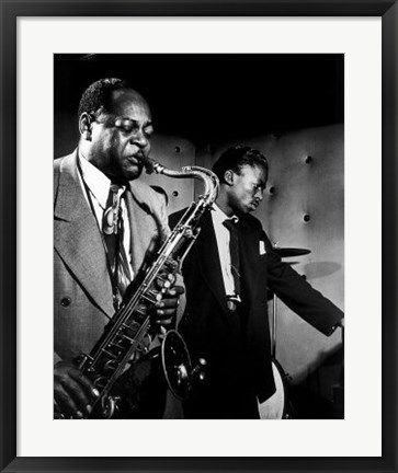 Framed Coleman Hawkins and Miles Davis Print