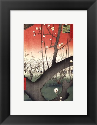 Framed Plum Garden Over Shin-Ohashi (mini) Print