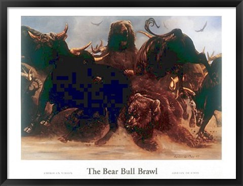 Framed Bear Bull Brawl Print