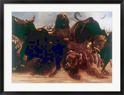 Framed Bear Bull Brawl Print