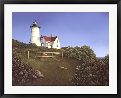 Framed Wood&#39;s Hole Lighthouse Print