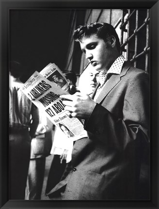 Framed Elvis Reading the Sunday Mirror Print