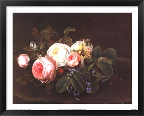 Framed Still Life with Roses and Forget-Me-Nots Print