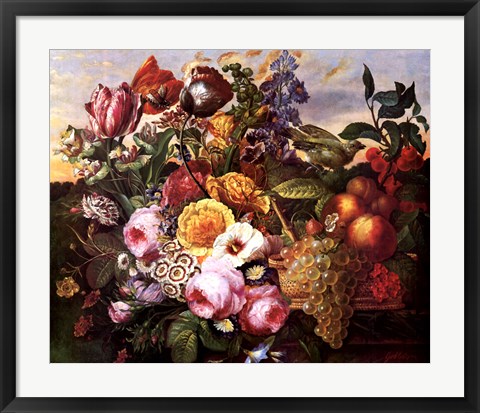 Framed Still Life with Flowers Print