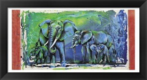 Framed Wild Elephants Print