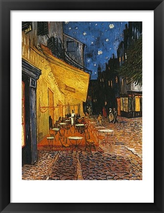 Framed Cafe Terrace on the Place du Forum, Arles, at Night, c.1888 Print