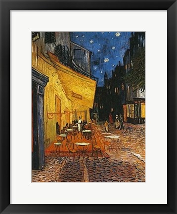 Framed Cafe Terrace on the Place du Forum, Arles, at Night, c.1888 Print