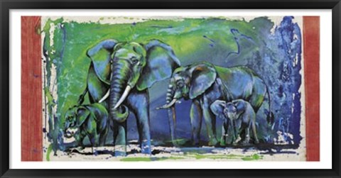 Framed Wild Elephants Print