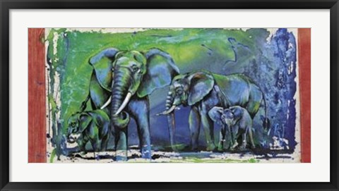 Framed Wild Elephants Print