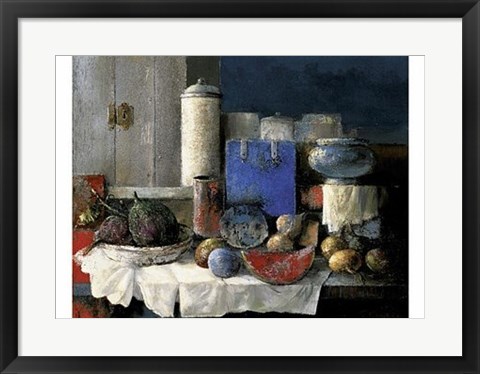 Framed Nature Morte au Carre Bleu Print