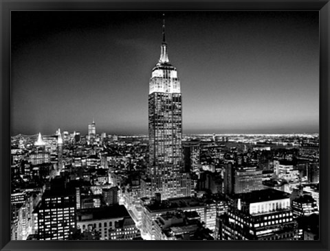 Framed Empire State Building at Night Print