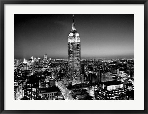 Framed Empire State Building at Night Print