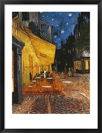 Framed Cafe Terrace on the Place du Forum, Arles, at Night, c.1888 Print