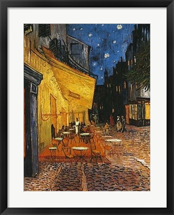 Framed Cafe Terrace on the Place du Forum, Arles, at Night, c.1888 Print