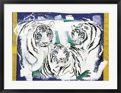 Framed Three White Tigers Print