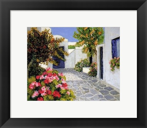 Framed Fleurs Roses a Mykonos Print