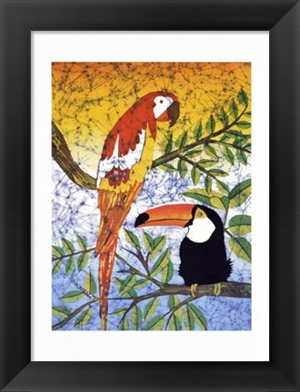 Framed Tucan &amp; Parrots Print