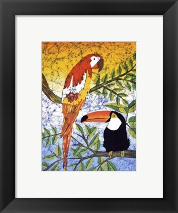 Framed Tucan &amp; Parrots Print