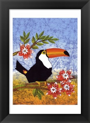 Framed Tucan with Flower Print