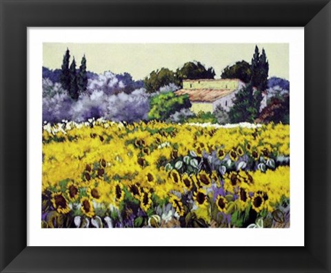 Framed Dans les Tournesols Print