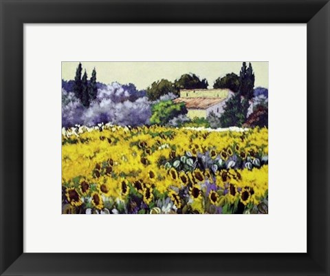 Framed Dans les Tournesols Print