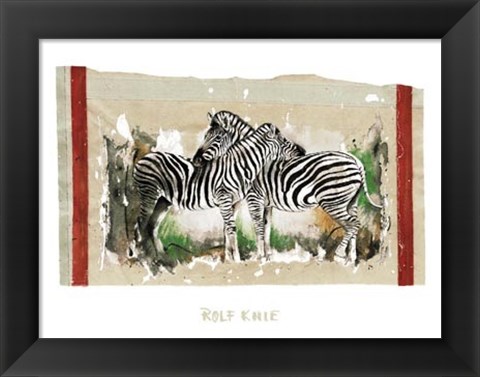 Framed Two Zebras Print