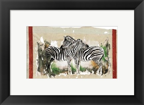 Framed Two Zebras Print