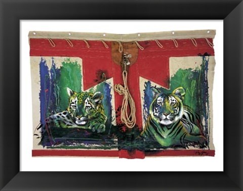 Framed White Tiger and Cub Print