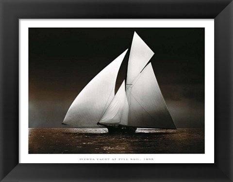 Framed Iverna Yacht at Full Sail, 1895 Print